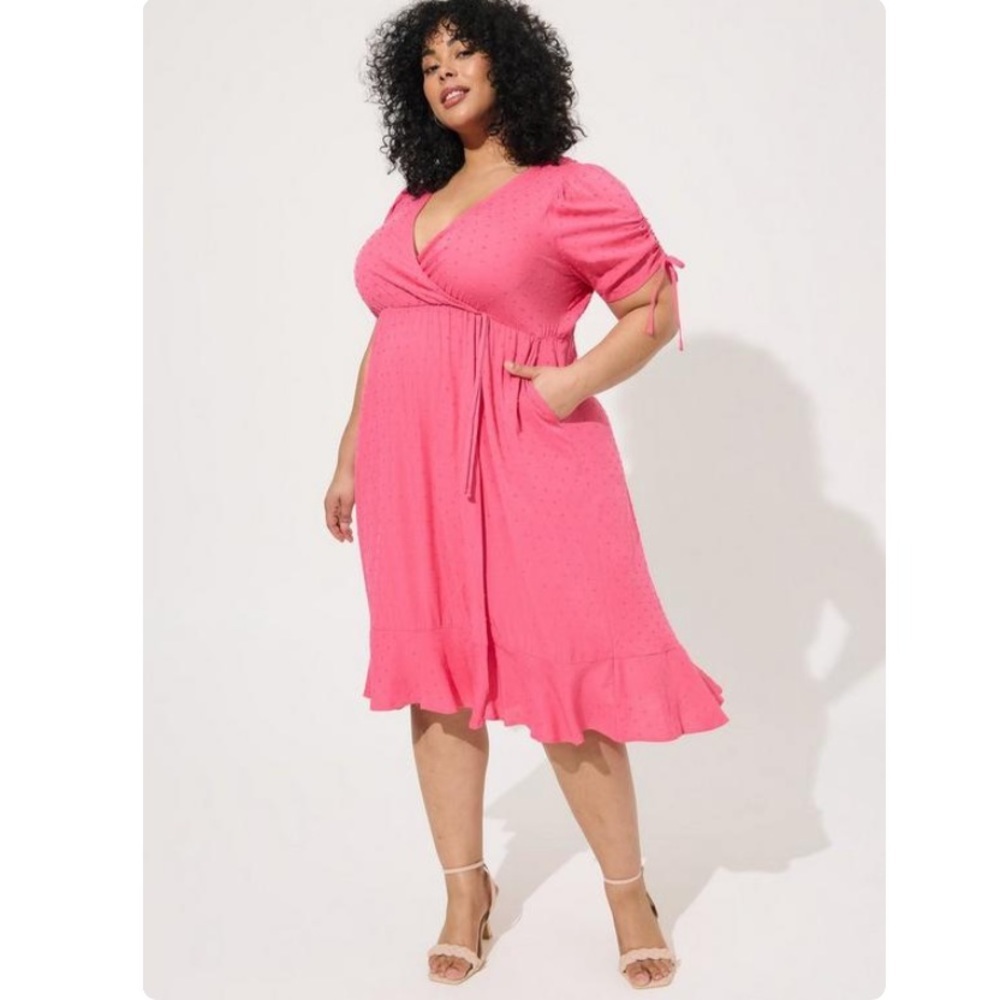 TORRID NWT Midi Swiss Linen Surplice Dress